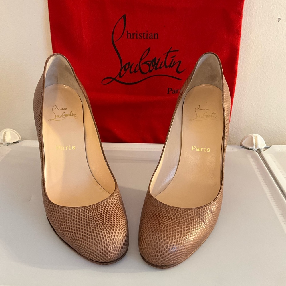 Christian Louboutin Brown Heels with Textured Leather